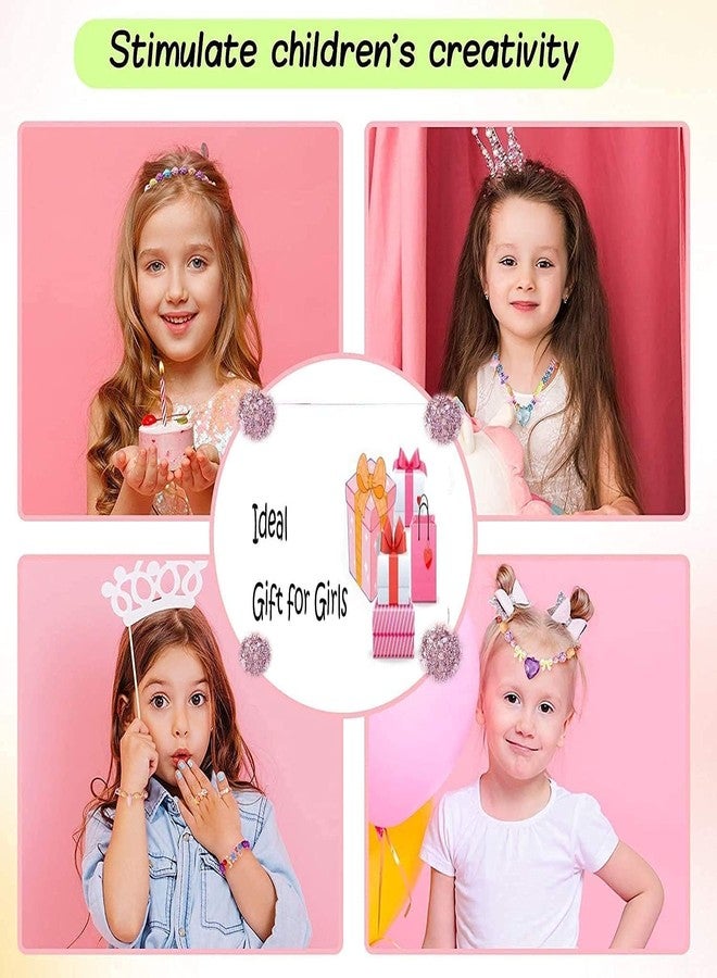 Dkriva مجموعة صنع الأساور Dkriva® DIY مع خرز من طين البوليمر، وخرز على شكل حروف، وقلادات على شكل وحيد القرن، ودلايات كريستالية، وخرز بألوان الماكارون، مجموعة حرف يدوية للبنات، مجموعة صنع المجوهرات للأطفال (قلب) - Image 4